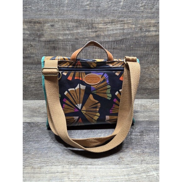 Fossil Crossbody Navy Blue Bag Colored Floral Print Coated Canvas Colorful - Picture 4 of 16